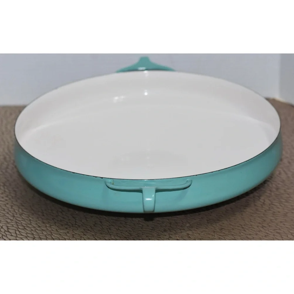 Dansk Turquoise Blue Enamel Paella Pan 13.25” Vintage MCM Kobenstyle Denmark